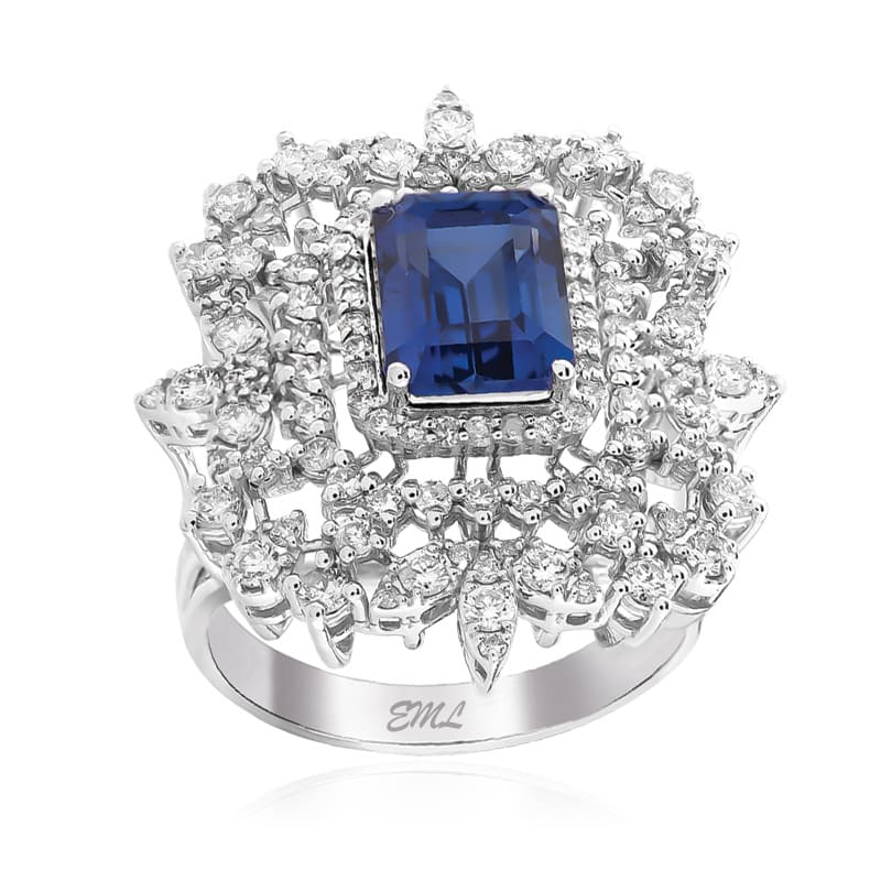 4.82 karat Pırlanta Safir Yüzük