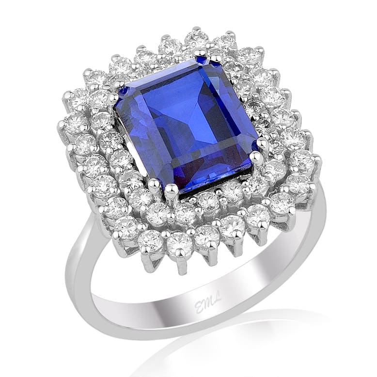 6.00 Karat Pırlanta Safir Yüzük
