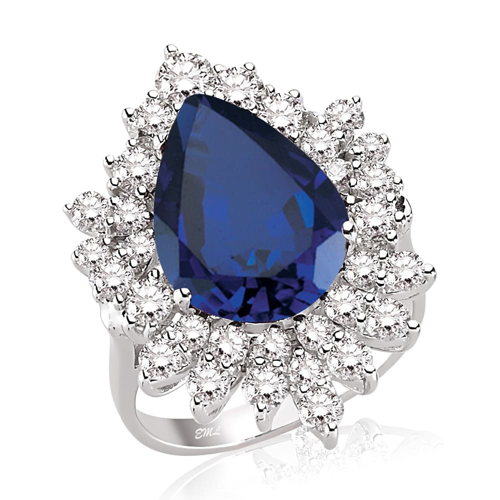 6.35 Karat Pırlanta Safir Yüzük