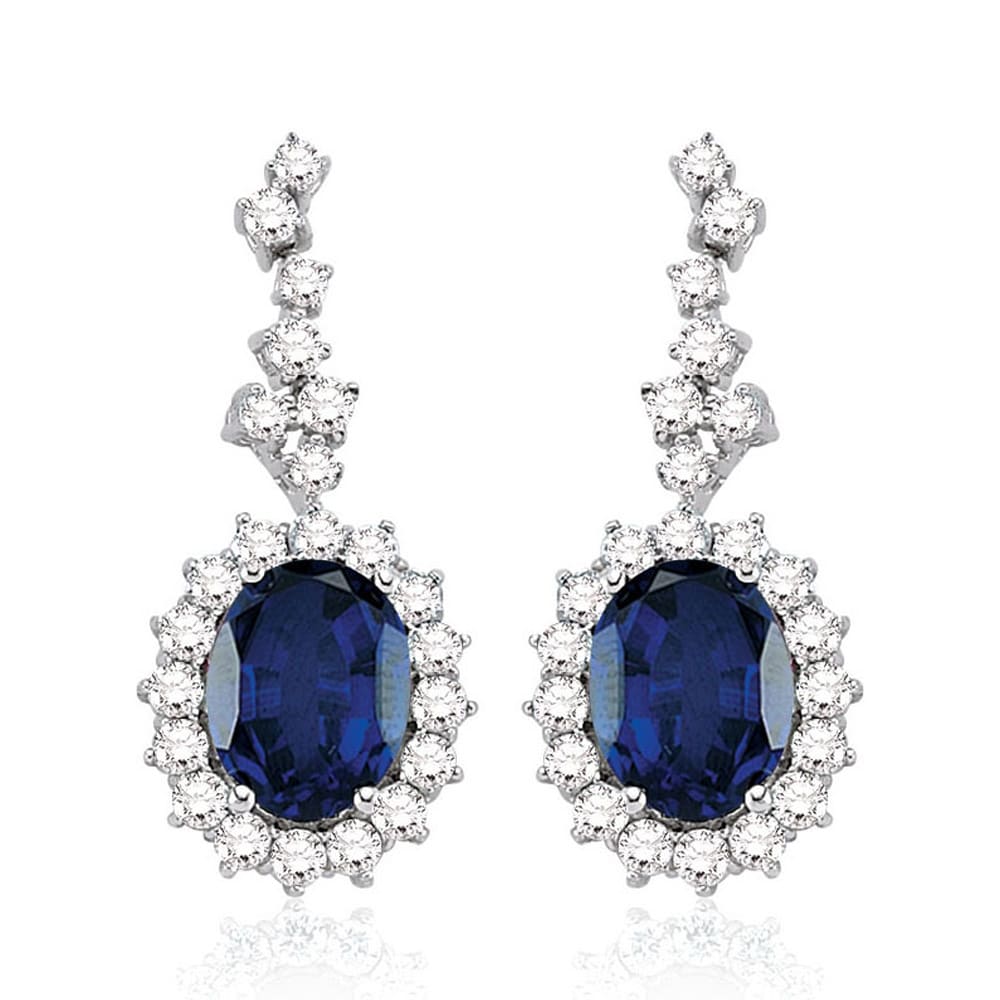 6.77 Karat Pırlanta Safir Küpe