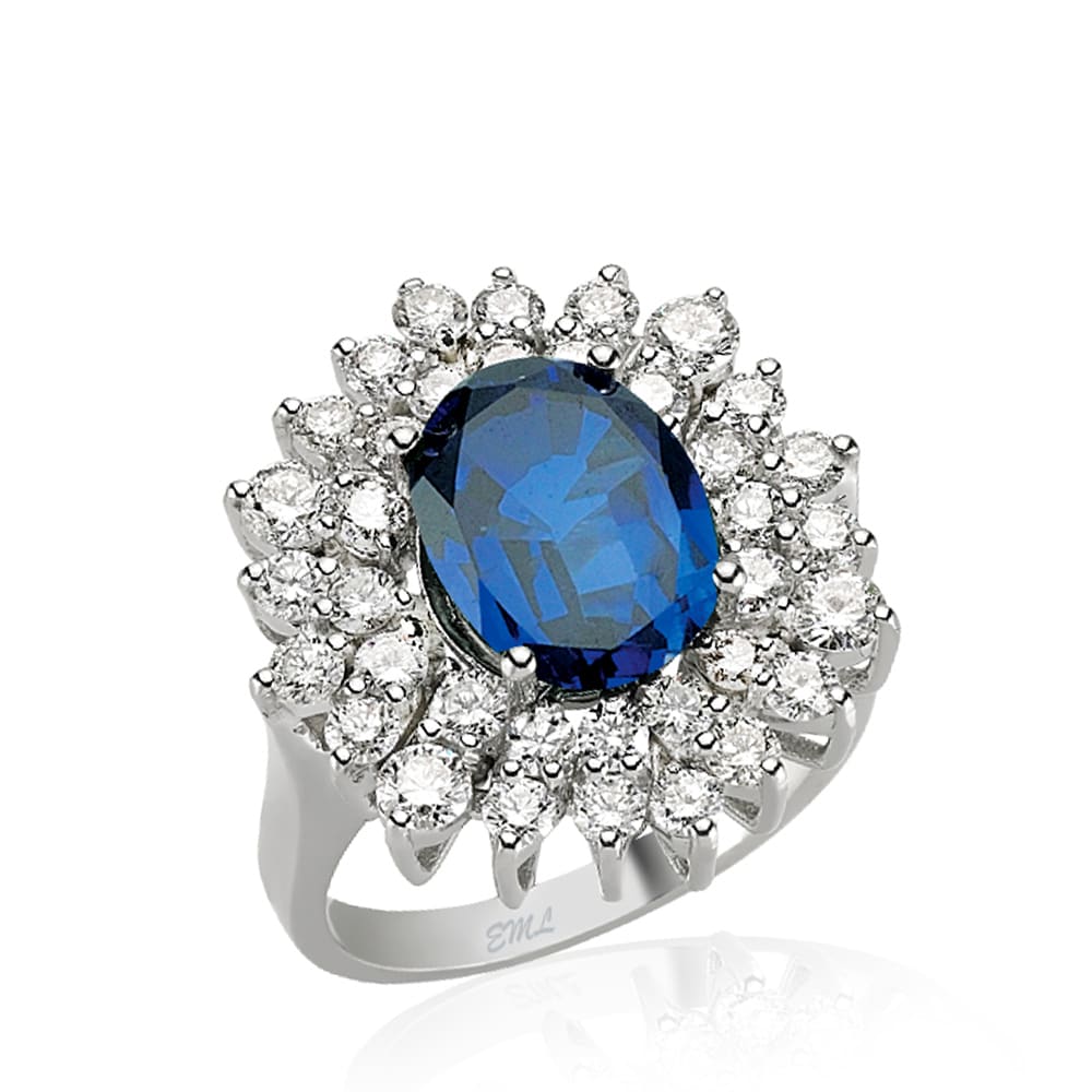 6.85 Karat Pırlanta Safir Yüzük