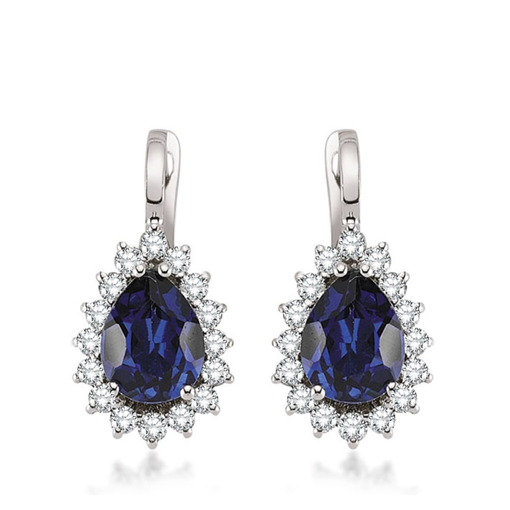 6.90 Karat Pırlanta Safir Küpe