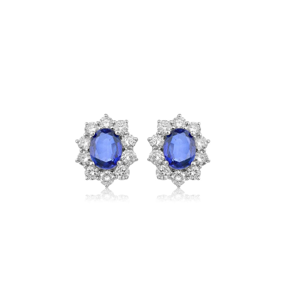 8.42 Karat Pırlanta Safir Küpe