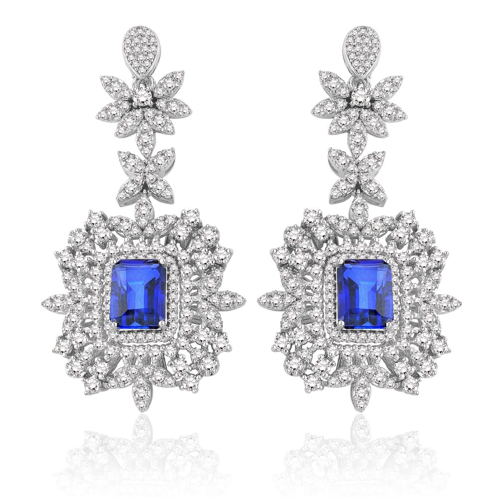 9.89 Karat Pırlanta Safir Küpe