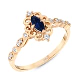 0.33 karat Pırlanta Safir Vintage Yüzük 1
