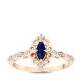 0.33 karat Pırlanta Safir Vintage Yüzük 2