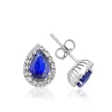 0.94 Karat Pırlanta Safir Küpe 2