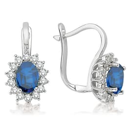 2.62 Karat Pırlanta Safir Küpe