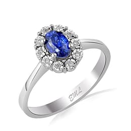 0.55 Karat Pırlanta Safir Yüzük