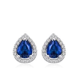 1.25 Karat Pırlanta Safir Küpe