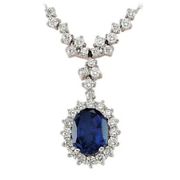 4.14 Karat Pırlanta Safir Kolye