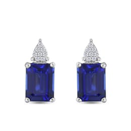 4.36 karat Pırlanta Safir Küpe