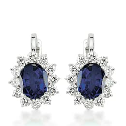 6.42 Karat Pırlanta Safir Küpe