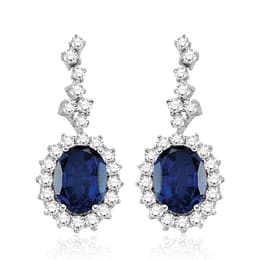 6.77 Karat Pırlanta Safir Küpe