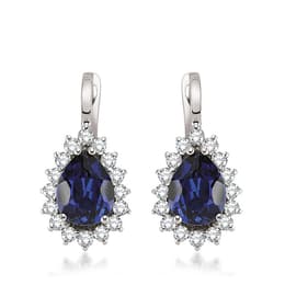 6.90 Karat Pırlanta Safir Küpe