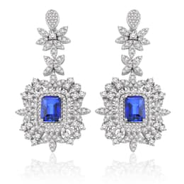 9.89 Karat Pırlanta Safir Küpe