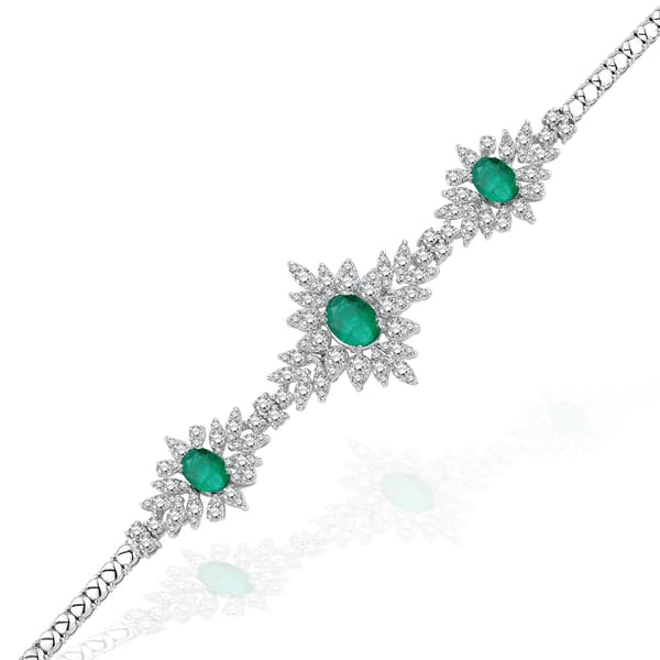 6.21 Karat 3 Taş Pırlanta Zümrüt Bileklik