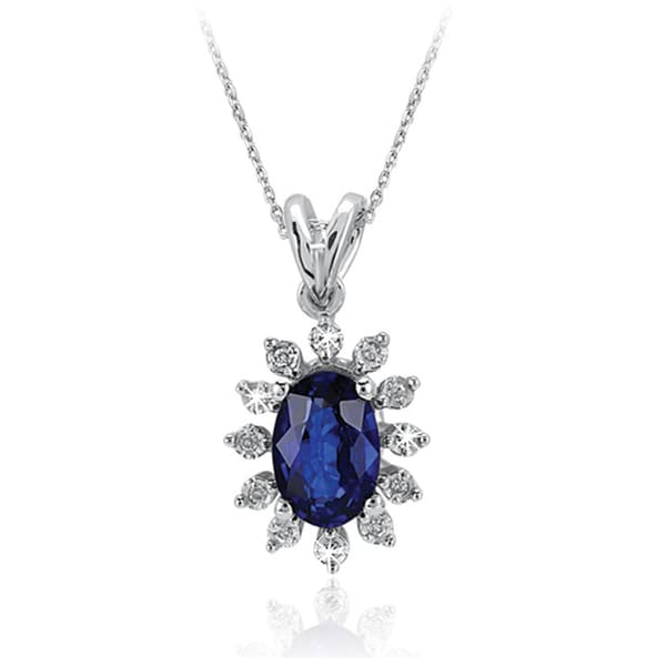 0.75 Karat Pırlanta Safir Kolye