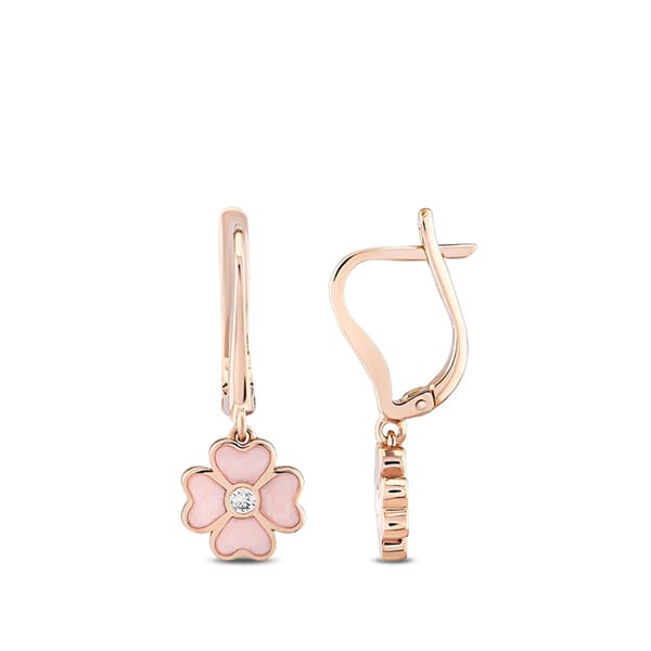 0.04 Karat Pırlanta Yonca Küpe