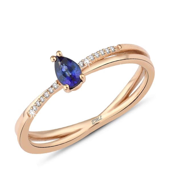 0.25 Karat Pırlanta Safir Yüzük