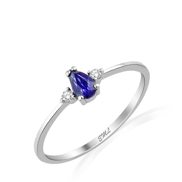 0.39 Karat Pırlanta Safir Yüzük