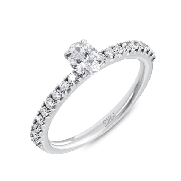 0.50 Karat Pırlanta Kolu Taşlı Oval Tektaş Yüzük