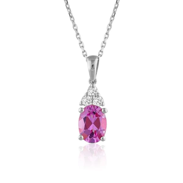0.73 Karat Pırlanta Pembe Safir Kolye