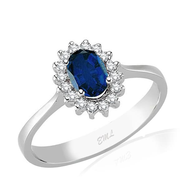 0.76 Karat Pırlanta Safir Yüzük