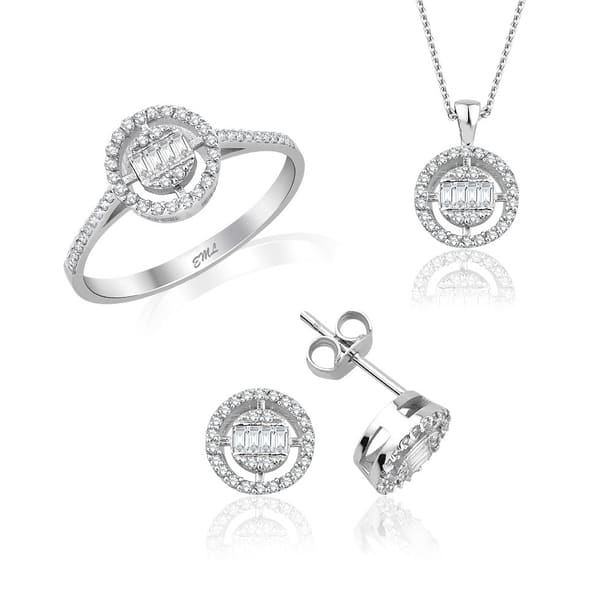 0.79 karat Pırlanta Altın Baget 3lü Set