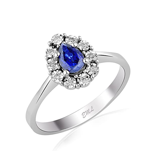 0.82 Karat Pırlanta Safir Yüzük