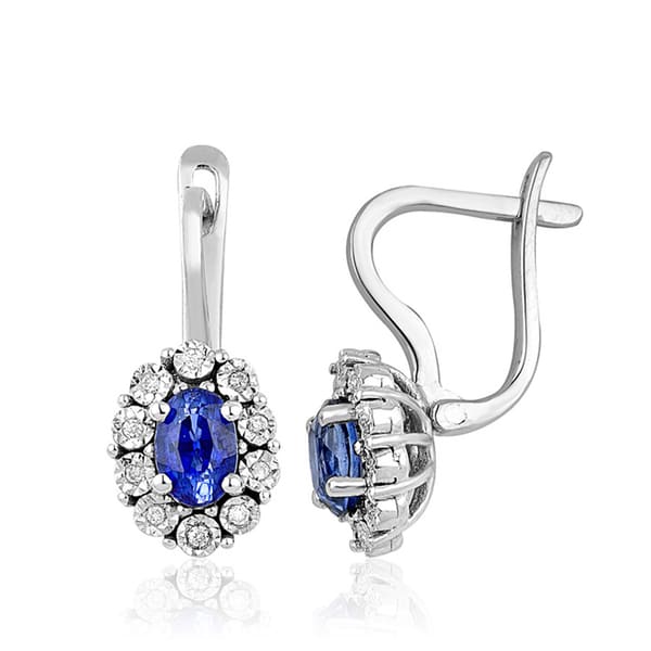 1.22 Karat Pırlanta Safir Küpe