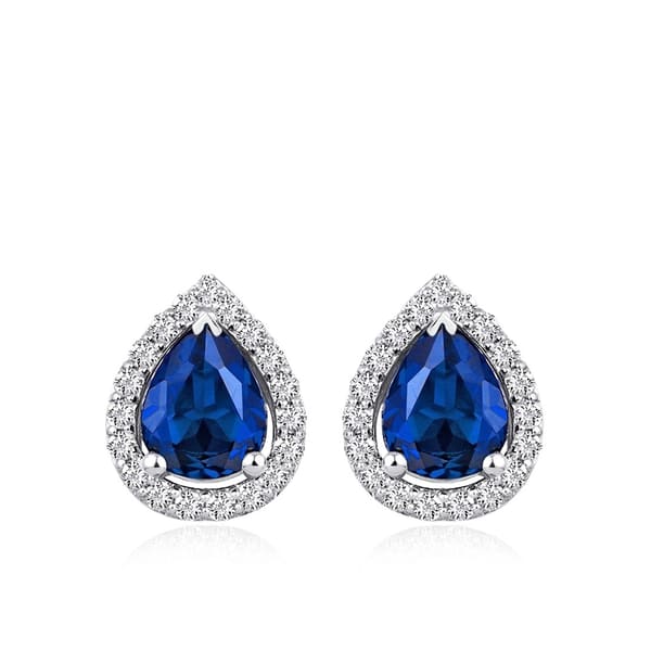 1.25 Karat Pırlanta Safir Küpe