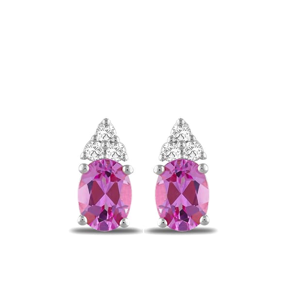 1.35 Karat Pırlanta Pembe Safir Küpe