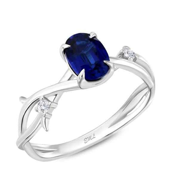 1.42 karat Pırlanta Safir Vintage Yüzük