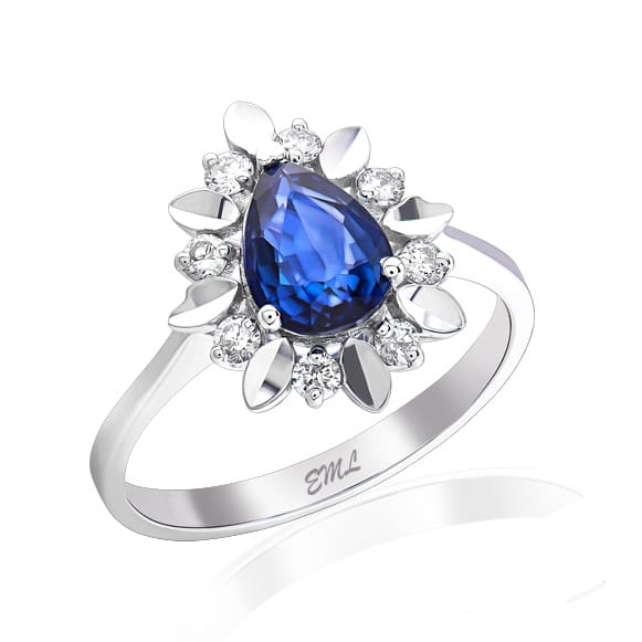 1.55 Karat Pırlanta Safir Yüzük