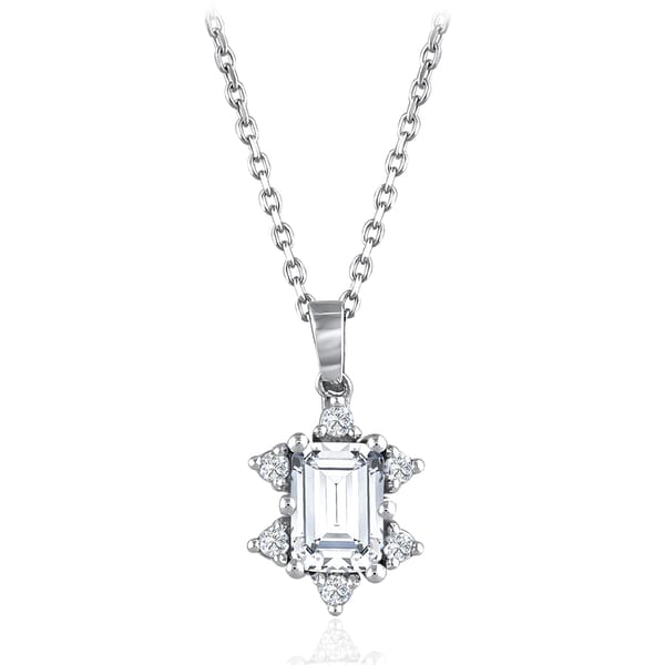 1.68 Karat Pırlanta Beyaz Safir Baget Kolye
