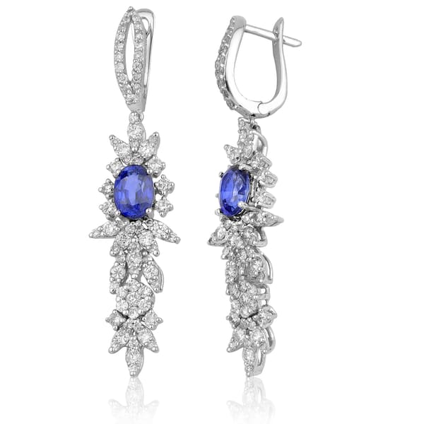 4.16 Karat Pırlanta Safir Küpe