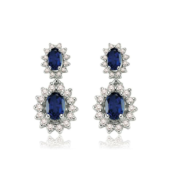 2.20 Karat Pırlanta Safir Küpe