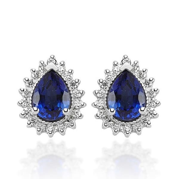 2.90 Karat Pırlanta Safir Küpe
