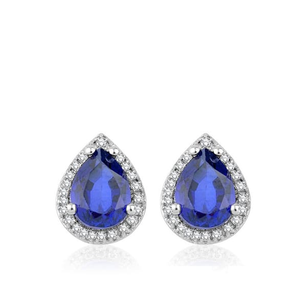 3.10 Karat Pırlanta Safir Küpe