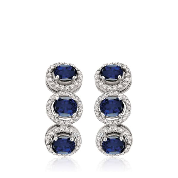 3.80 Karat Pırlanta Safir Küpe