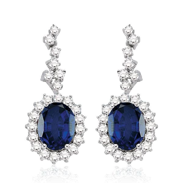 6.77 Karat Pırlanta Safir Küpe