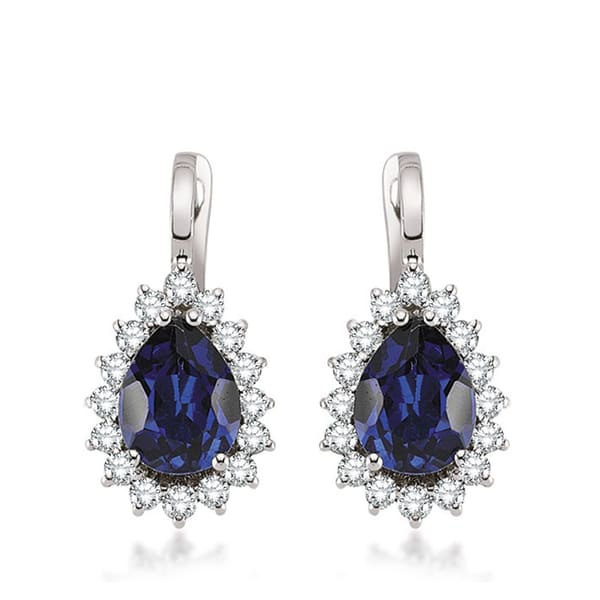 6.90 Karat Pırlanta Safir Küpe