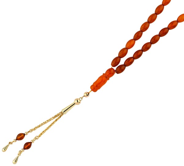 Altın Kehribar Tesbih (Has Taşlı)