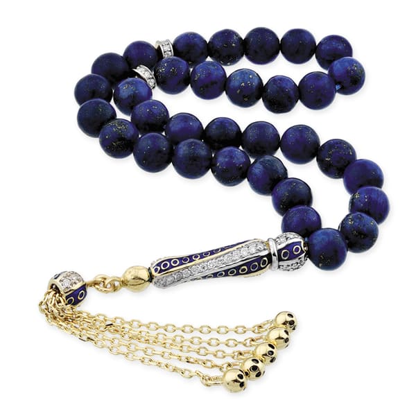 1.10 Karat Pırlanta Lapis Altın Tesbih (Has Taşlı)