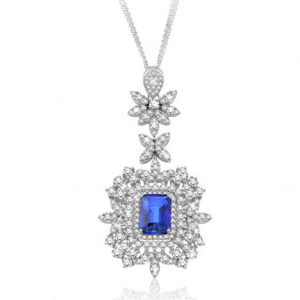 6.90 Karat Pırlanta Safir Kolye